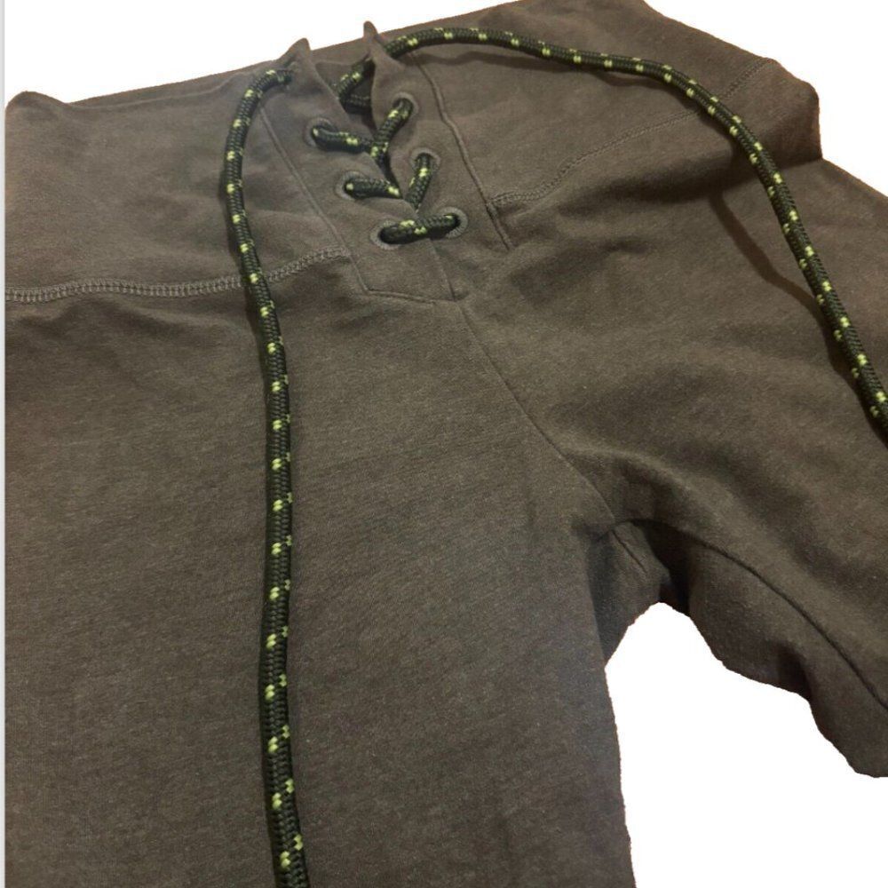 Aerie Chill Play Move High Rise Lace Up Cotton Leggings Olive Green Womens Sz S - Picture 3 of 6